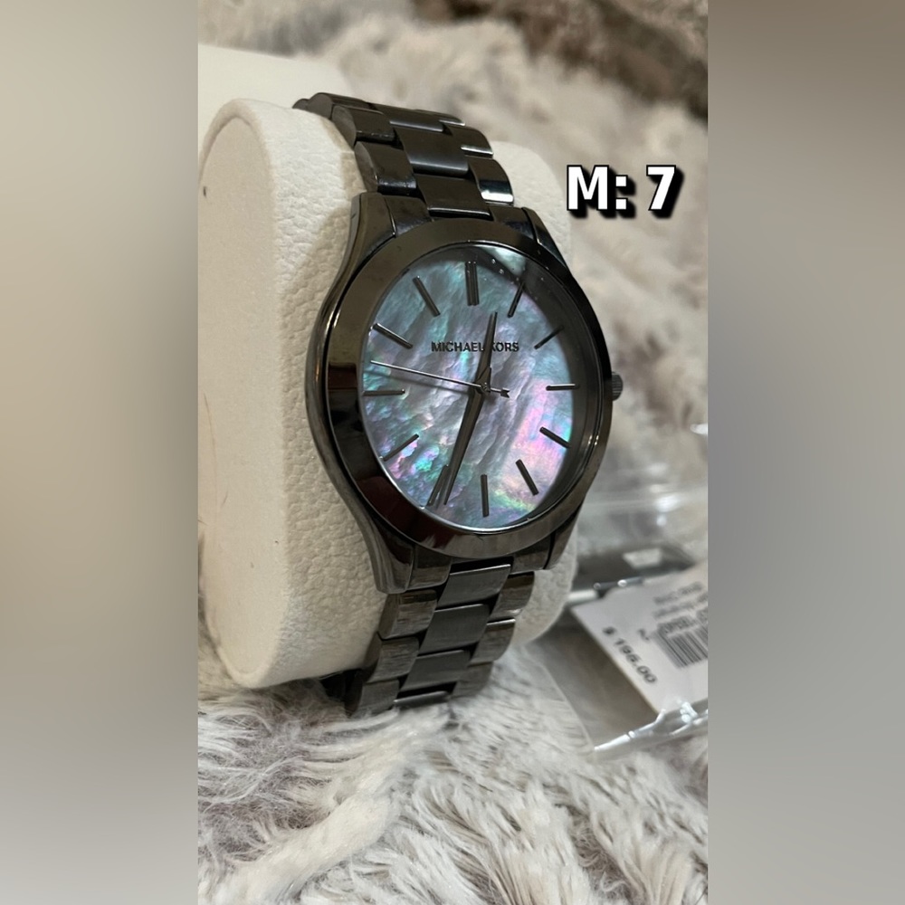 Michael Kors Gunmetal Gray Watch with dark Abalone face.